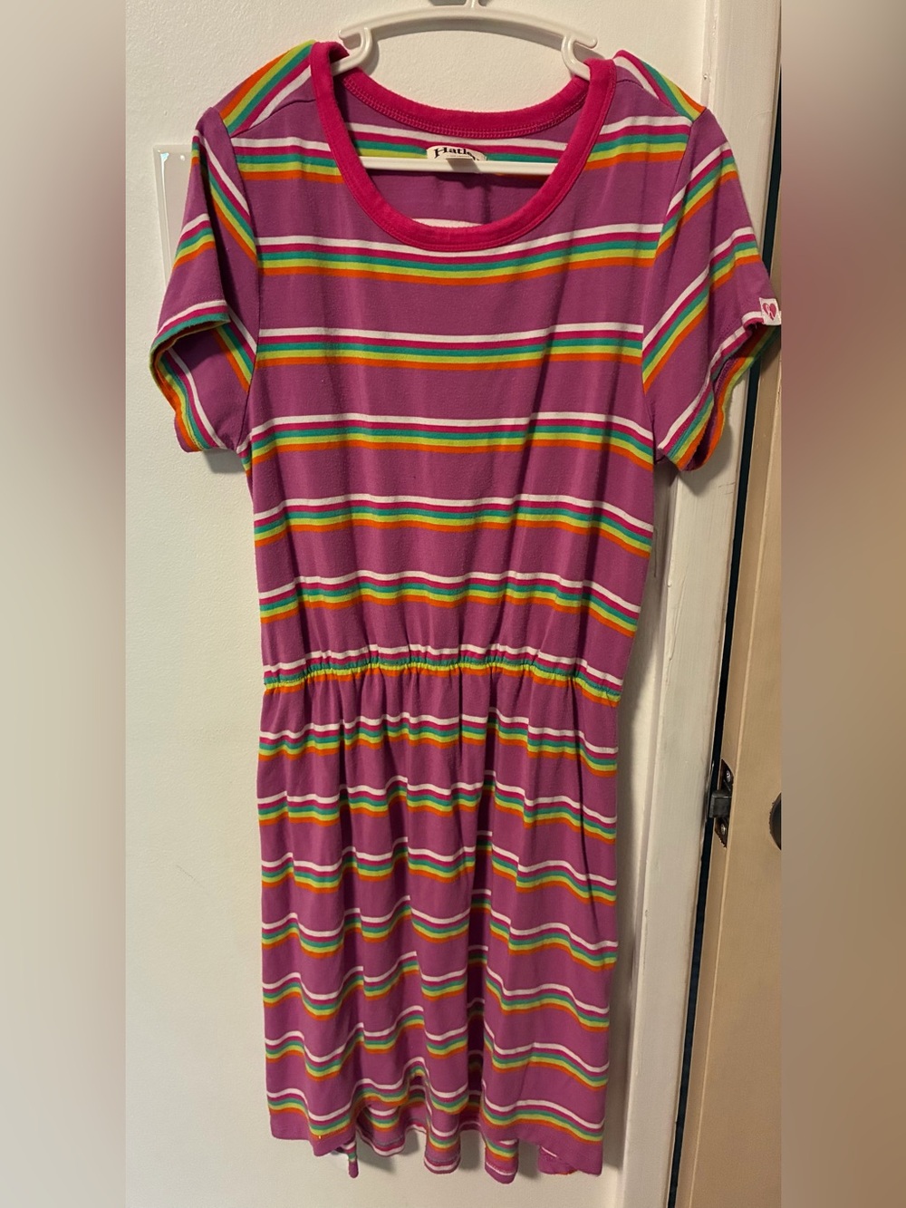 Girls' Hatley Pink Rainbow Stripe Knit Dress size 8